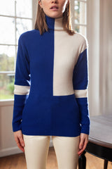 Pull bicolore bleu & écru en Laine & Cachemire / CHORA